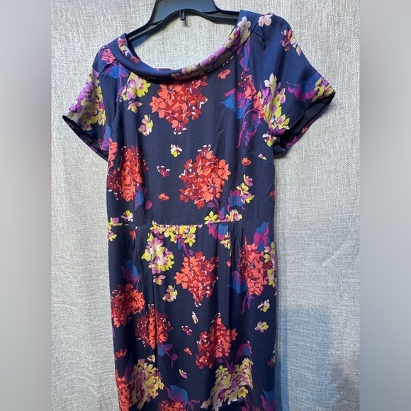 Boden silk floral roll collar midi dress US10 - Picture 5 of 12